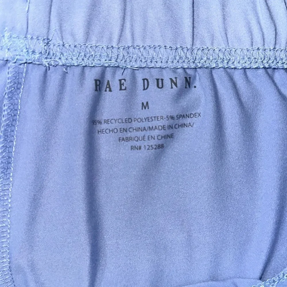 RAE DUNN. M Light Blue White Notch Collar Short Sleeve Button Top Cropped PJ - Picture 12 of 14